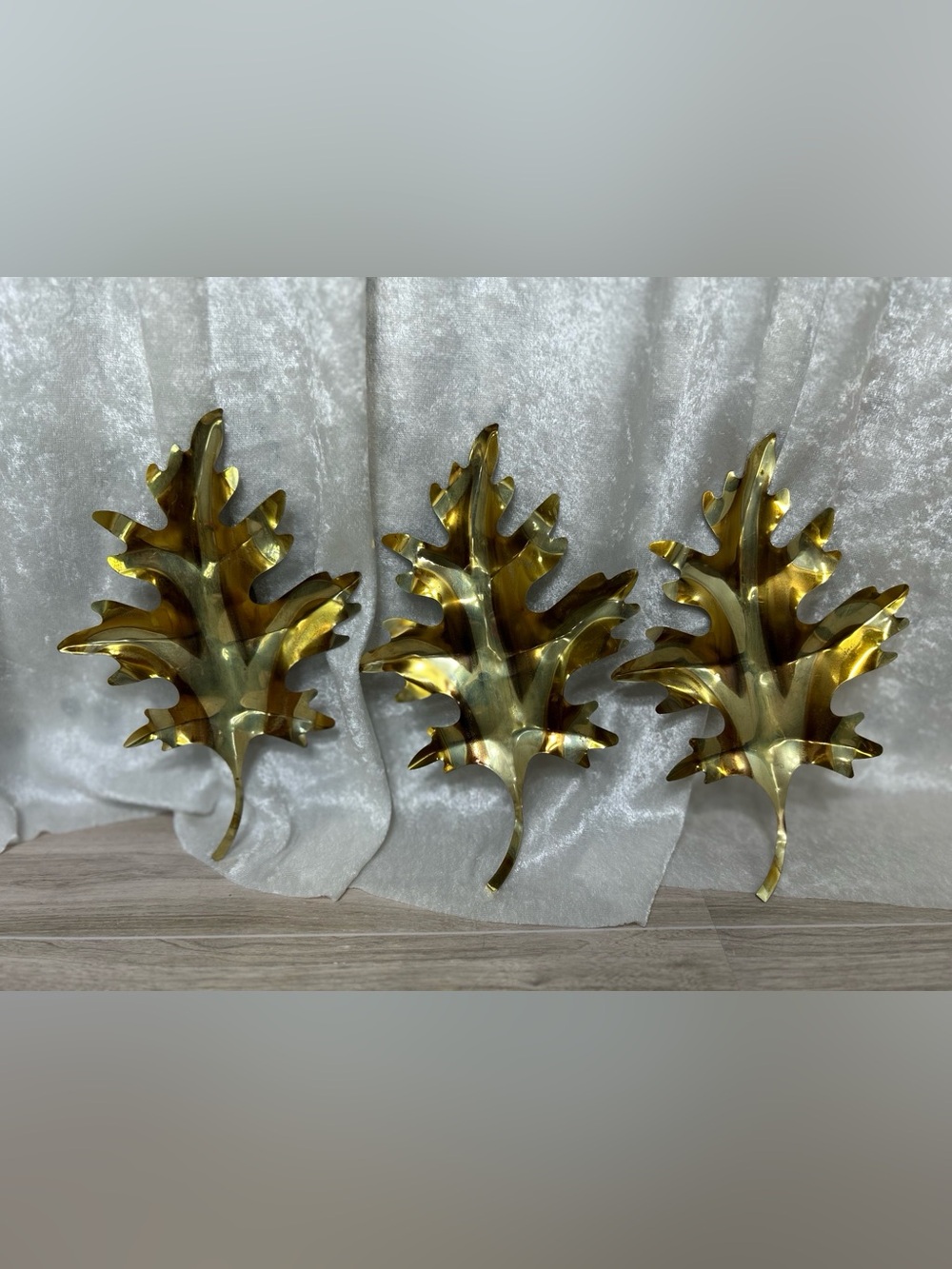 Vintage Home Interiors Brass Oak Leaf Wall Decor Set of 3